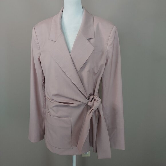 Tibi Soft Pink Cross Dye Wool Wrap Jacket Size 8 - Picture 5 of 12